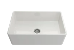 BOCCHI Classico 30" Fireclay Farmhouse Apron Single Bowl Kitchen Sink, White, 1138-001-0120