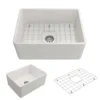 BOCCHI Classico 24" Fireclay Farmhouse Apron Single Bowl Kitchen Sink, White, 1137-001-0120