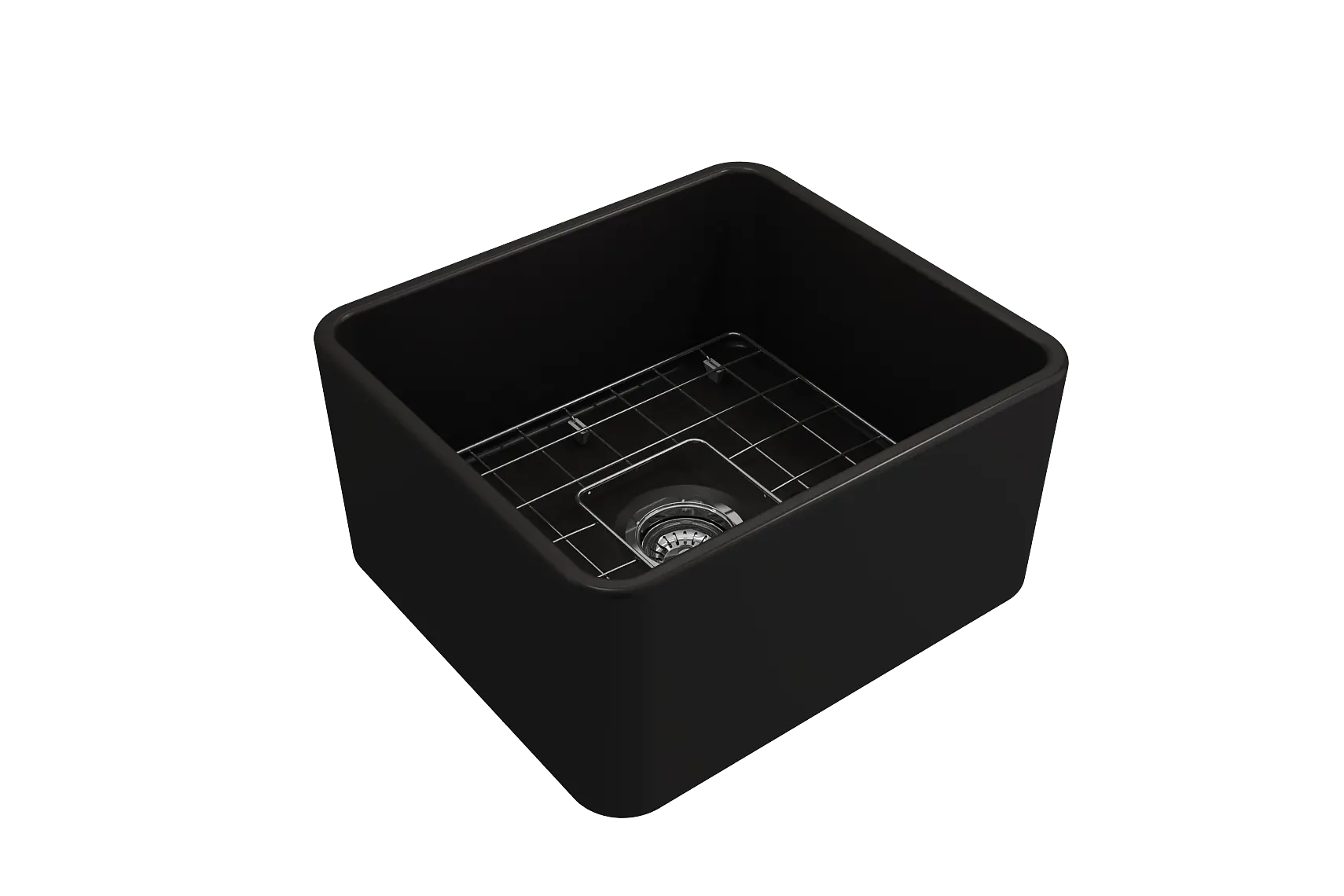 BOCCHI Classico 20" Fireclay Farmhouse Apron Single Bowl Kitchen Sink, Matte Black, 1136-004-0120