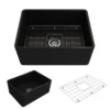 BOCCHI Classico 24" Fireclay Farmhouse Apron Single Bowl Kitchen Sink, Matte Black, 1137-004-0120