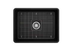 BOCCHI Classico 24" Fireclay Farmhouse Apron Single Bowl Kitchen Sink, Matte Black, 1137-004-0120