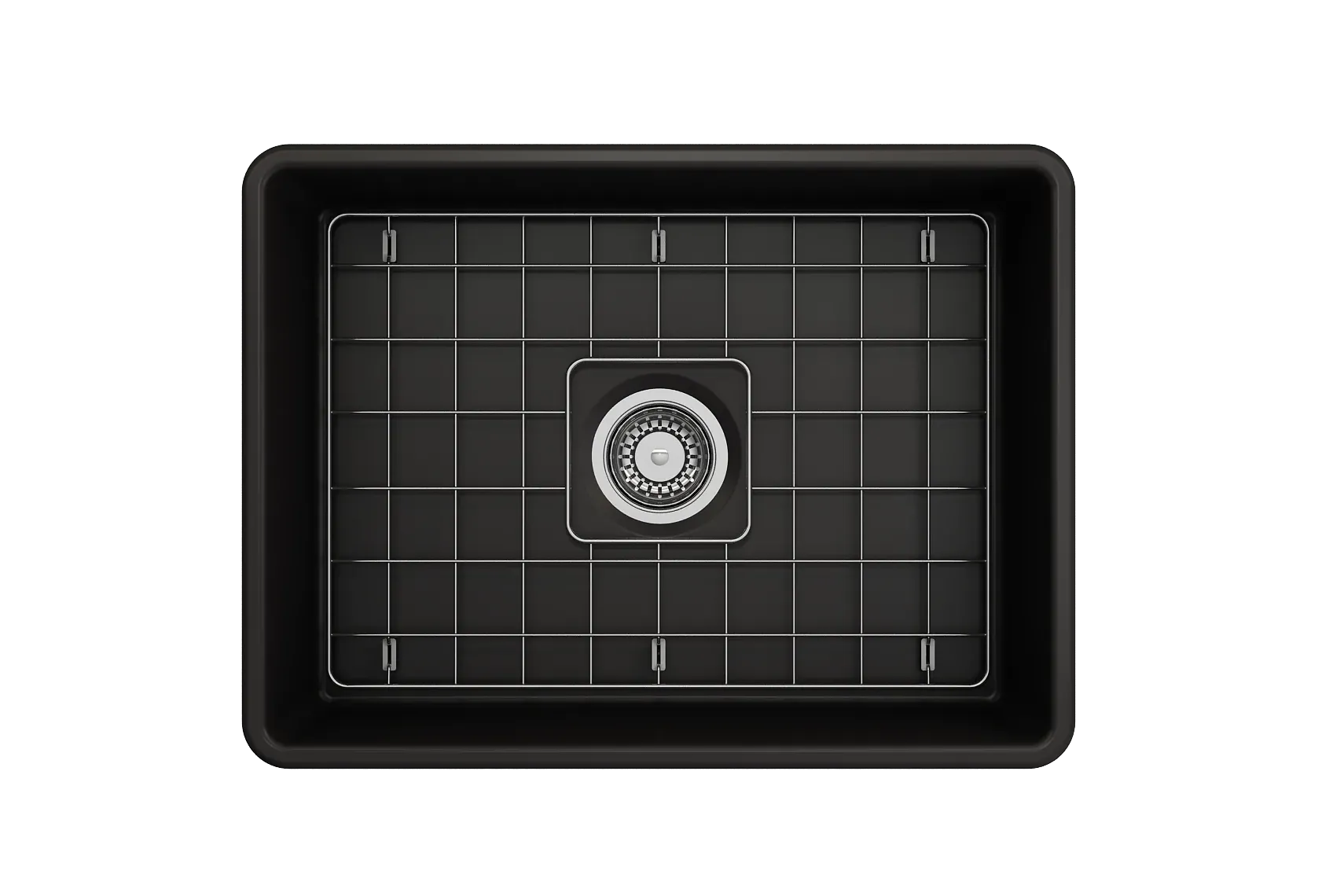 BOCCHI Classico 24" Fireclay Farmhouse Apron Single Bowl Kitchen Sink, Matte Black, 1137-004-0120