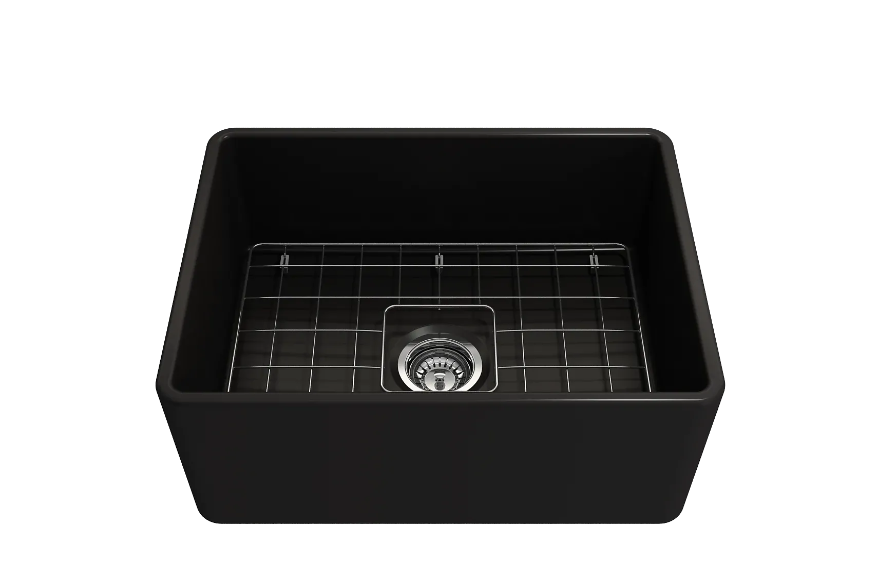 BOCCHI Classico 24" Fireclay Farmhouse Apron Single Bowl Kitchen Sink, Matte Black, 1137-004-0120