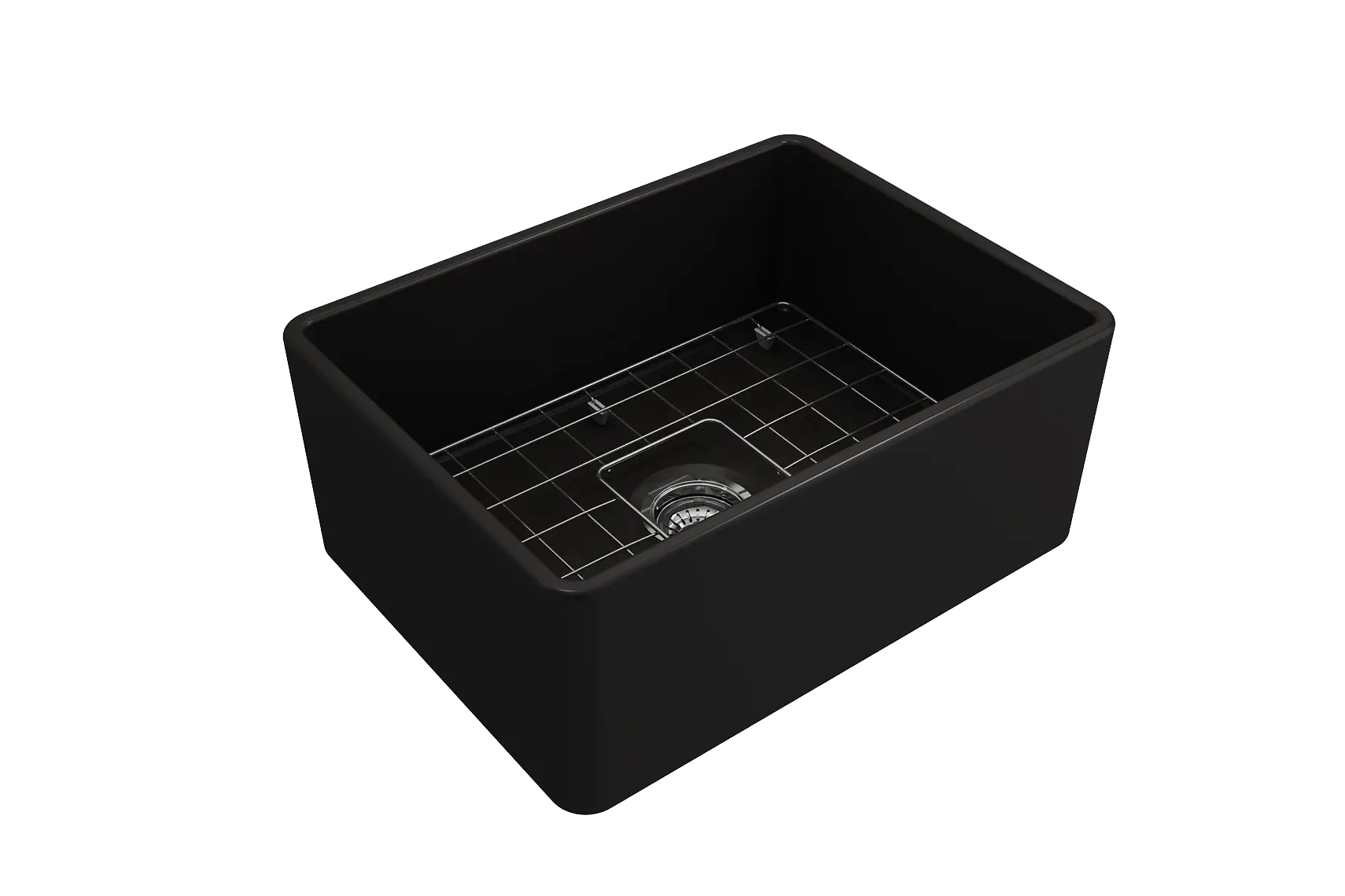 BOCCHI Classico 24" Fireclay Farmhouse Apron Single Bowl Kitchen Sink, Matte Black, 1137-004-0120