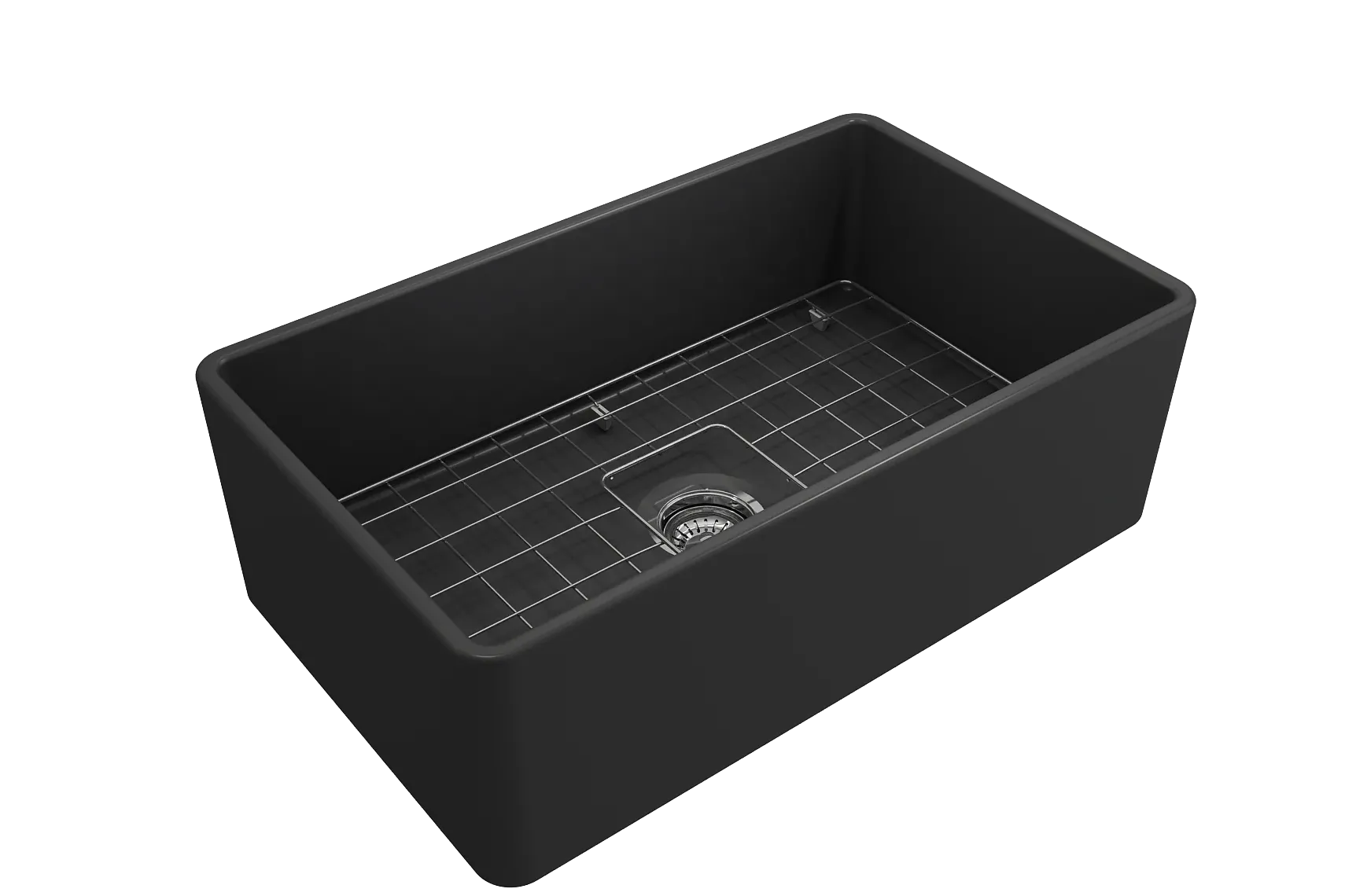 BOCCHI Classico 30" Fireclay Farmhouse Apron Single Bowl Kitchen Sink, Matte Dark Gray, 1138-020-0120