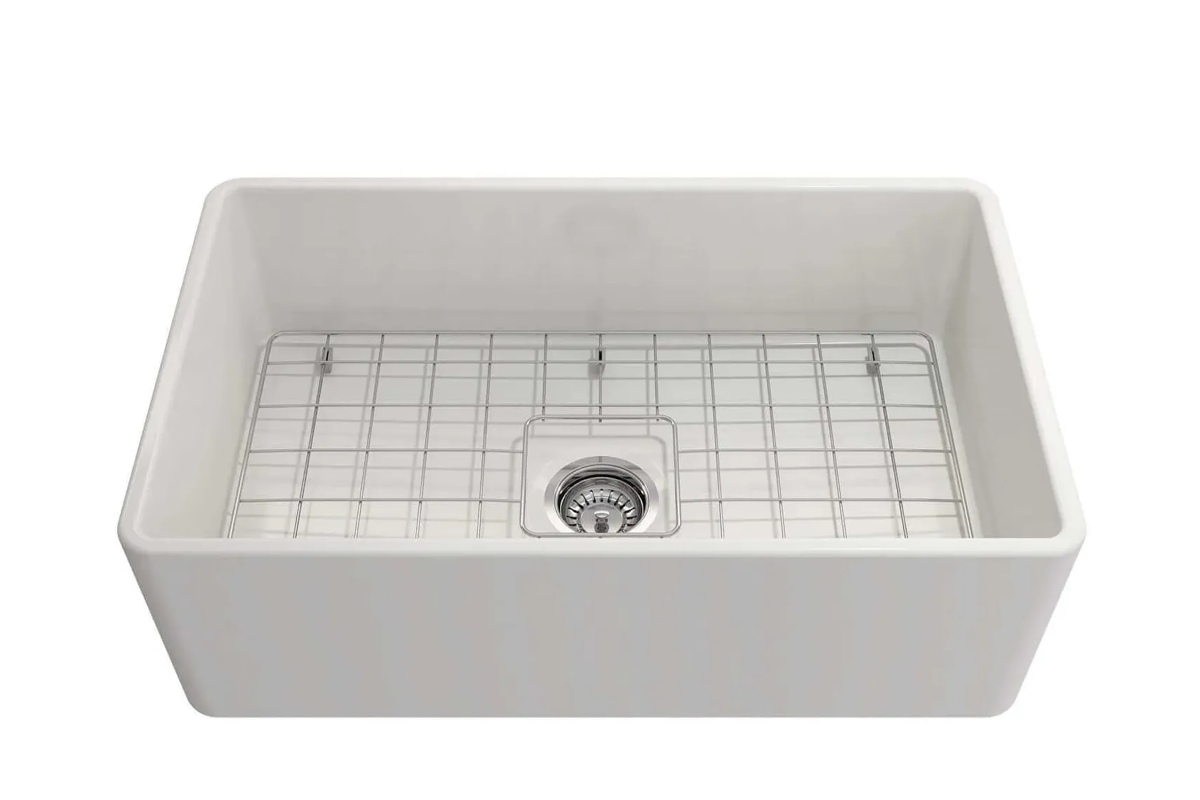 BOCCHI Classico 30" Fireclay Farmhouse Sink Kit with Faucet and Accessories, White (sink) / Chrome (faucet), 1138-001-2020CH