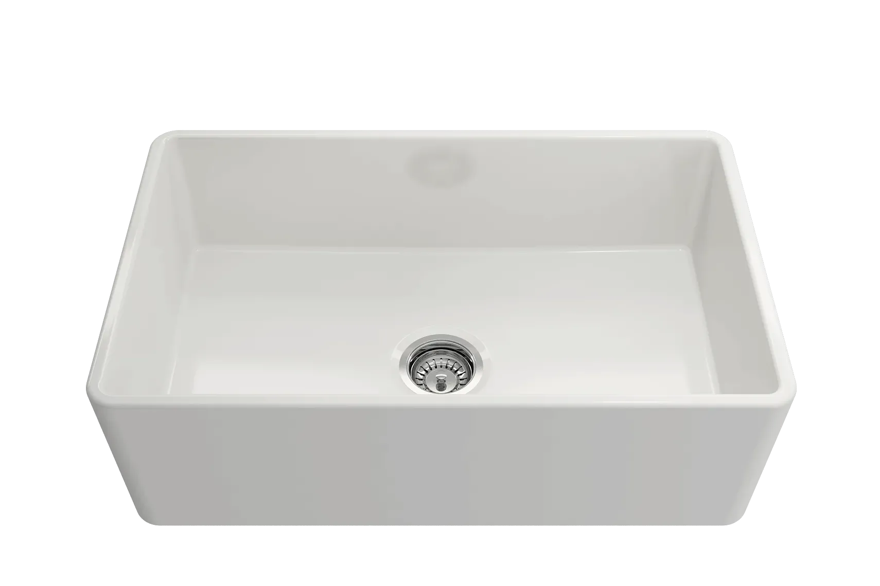 BOCCHI Classico 30" Fireclay Farmhouse Sink Kit with Faucet and Accessories, White (sink) / Chrome (faucet), 1138-001-2020CH