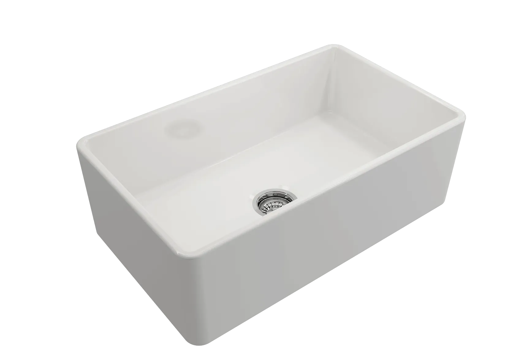 BOCCHI Classico 30" Fireclay Farmhouse Sink Kit with Faucet and Accessories, White (sink) / Chrome (faucet), 1138-001-2020CH