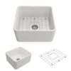 BOCCHI Classico 20" Fireclay Farmhouse Apron Single Bowl Kitchen Sink, White, 1136-001-0120