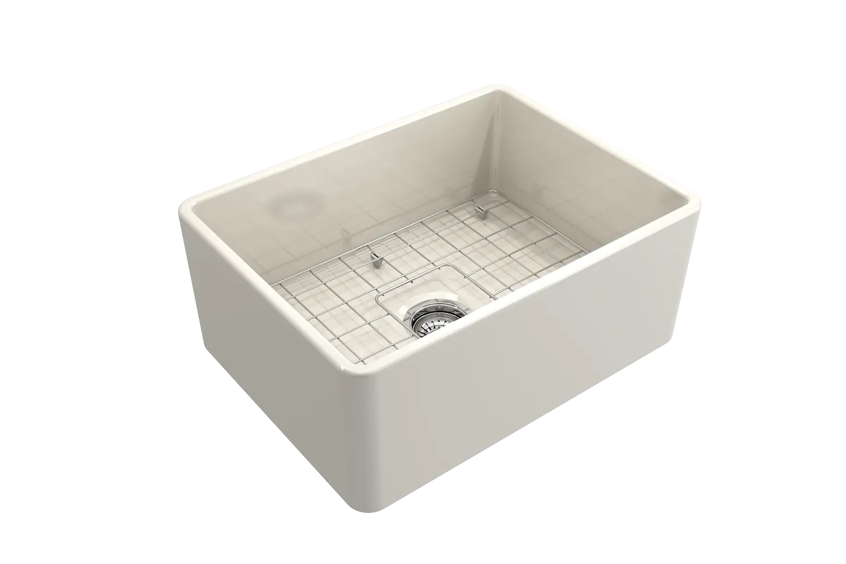 BOCCHI Classico 24" Fireclay Farmhouse Apron Single Bowl Kitchen Sink, Biscuit, 1137-014-0120