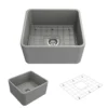 BOCCHI Classico 20" Fireclay Farmhouse Apron Single Bowl Kitchen Sink, Matte Gray, 1136-006-0120