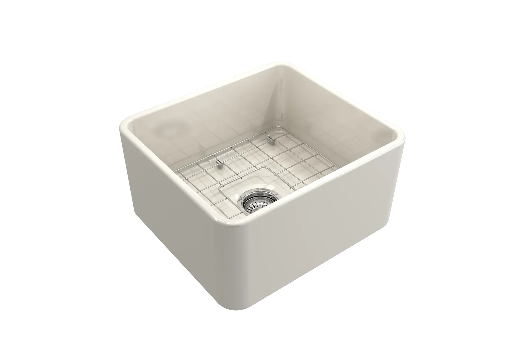BOCCHI Classico 20" Fireclay Farmhouse Apron Single Bowl Kitchen Sink, Biscuit, 1136-014-0120