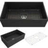 BOCCHI Contempo 33" Fireclay Farmhouse Apron Single Bowl Kitchen Sink, Matte Dark Gray, 1352-020-0120
