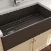 BOCCHI Contempo 36" Fireclay Farmhouse Apron Single Bowl Kitchen Sink, Matte Brown, 1354-025-0120
