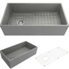 BOCCHI Contempo 36" Fireclay Farmhouse Apron Single Bowl Kitchen Sink, Matte Gray, 1354-006-0120