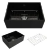 BOCCHI Contempo 27" Fireclay Farmhouse Apron Single Bowl Kitchen Sink, Black, 1356-005-0120