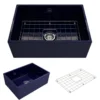 BOCCHI Contempo 27" Fireclay Farmhouse Apron Single Bowl Kitchen Sink, Sapphire Blue, 1356-010-0120