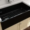 BOCCHI Contempo 36" Fireclay Farmhouse Apron Single Bowl Kitchen Sink, Black, 1354-005-0120