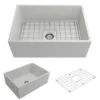 BOCCHI Contempo 27" Fireclay Farmhouse Apron Single Bowl Kitchen Sink, Matte White, 1356-002-0120