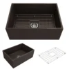 BOCCHI Contempo 27" Fireclay Farmhouse Apron Single Bowl Kitchen Sink, Matte Brown, 1356-025-0120