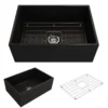 BOCCHI Contempo 27" Fireclay Farmhouse Apron Single Bowl Kitchen Sink, Matte Black, 1356-004-0120