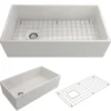BOCCHI Contempo 36" Fireclay Farmhouse Apron Single Bowl Kitchen Sink, White, 1354-001-0120