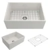 BOCCHI Contempo 27" Fireclay Farmhouse Apron Single Bowl Kitchen Sink, White, 1356-001-0120