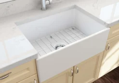 BOCCHI Contempo 27" Fireclay Farmhouse Apron Single Bowl Kitchen Sink, White, 1356-001-0120