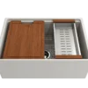 BOCCHI Contempo 27" Fireclay Workstation Farmhouse Sink Kit with Accessories, Biscuit, 1628-014-0120