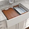 BOCCHI Contempo 27" Fireclay Workstation Farmhouse Sink Kit with Accessories, White, 1628-001-0120
