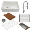 BOCCHI Contempo 30" Fireclay Workstation Farmhouse Sink Kit with Faucet and Accessories, White (sink) / Chrome (faucet), 1344-001-2020CH