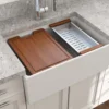 BOCCHI Contempo 27" Fireclay Workstation Farmhouse Sink Kit with Accessories, Matte White, 1628-002-0120
