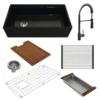 BOCCHI Contempo 36" Fireclay Workstation Farmhouse Sink Kit with Faucet and Accessories, Matte Black (sink) / Matte Black (faucet), 1505-004-2020MB