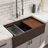 BOCCHI Contempo 33" Fireclay Workstation Farmhouse Sink with Accessories, Matte Brown, 1504-025-0120