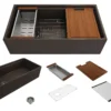 BOCCHI Contempo 36" Fireclay Workstation Farmhouse Sink with Accessories, Matte Brown, 1505-025-0120