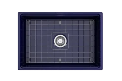 BOCCHI Contempo 27" Fireclay Workstation Farmhouse Sink Kit with Accessories, Sapphire Blue, 1628-010-0120