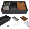 BOCCHI Contempo 36" Fireclay Workstation Farmhouse Sink with Accessories, Matte Dark Gray, 1505-020-0120