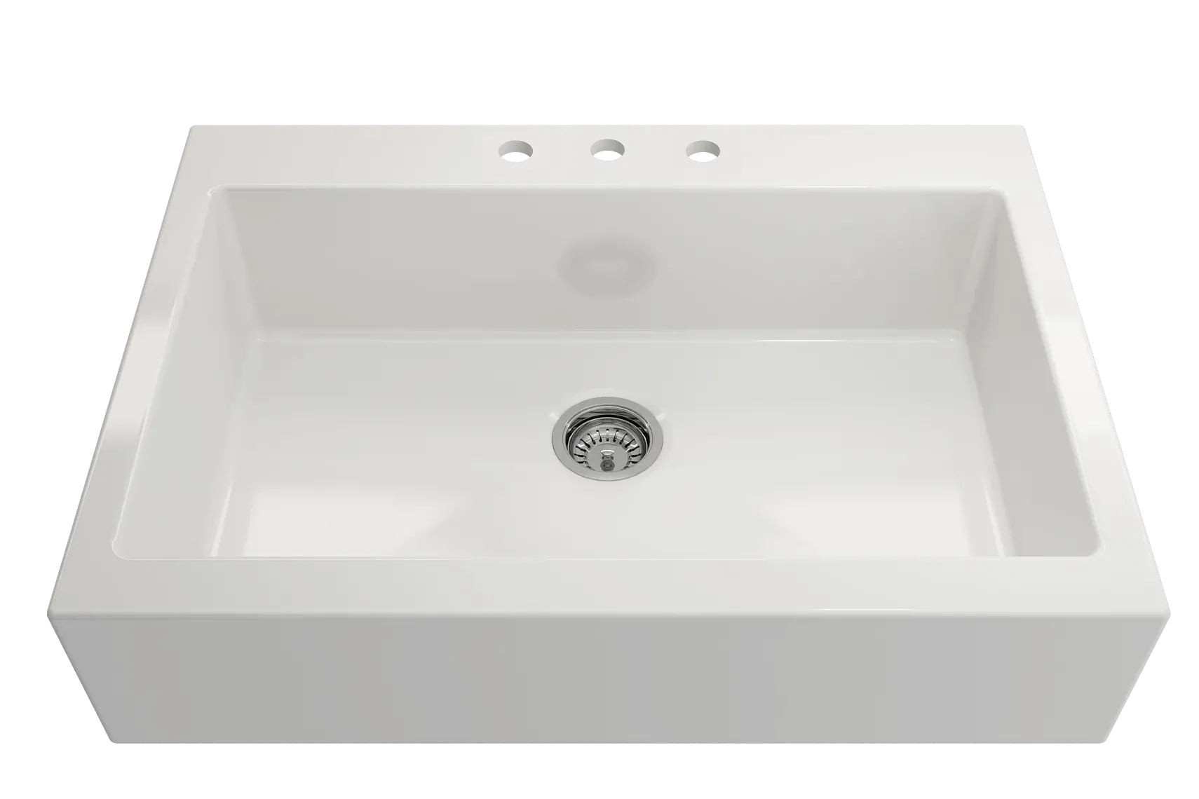 BOCCHI Nuova 34" Fireclay Farmhouse Sink Kit with Faucet and Accessories, White (sink) / Stainless Steel (faucet), 1500-001-2020SS