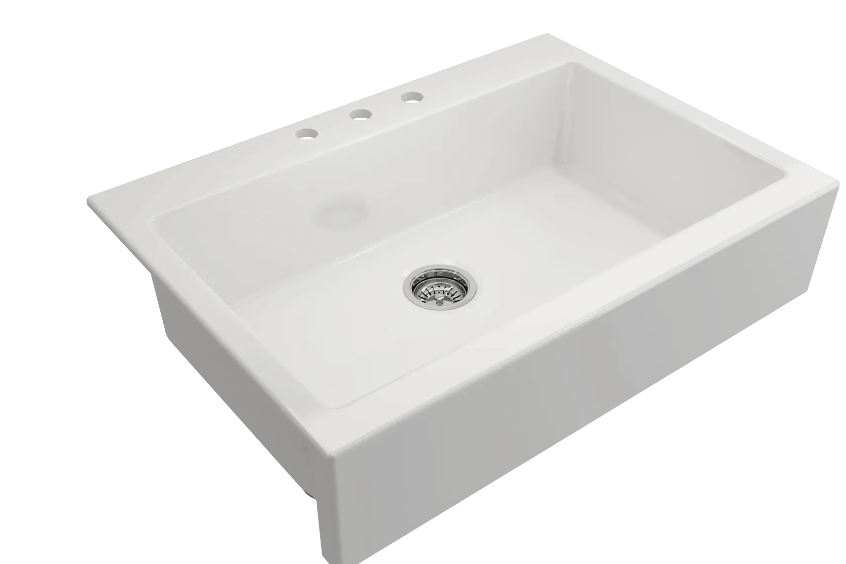 BOCCHI Nuova 34" Fireclay Farmhouse Sink Kit with Faucet and Accessories, White (sink) / Stainless Steel (faucet), 1500-001-2020SS