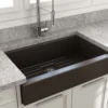 BOCCHI Nuova 34" Fireclay Retrofit Farmhouse Sink with Accessories, Matte Brown, 1551-025-0120