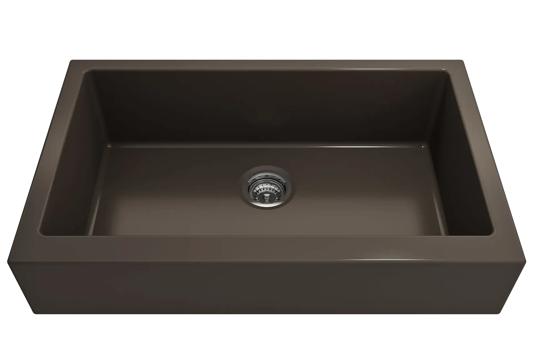BOCCHI Nuova 34" Fireclay Retrofit Farmhouse Sink with Accessories, Matte Brown, 1551-025-0120