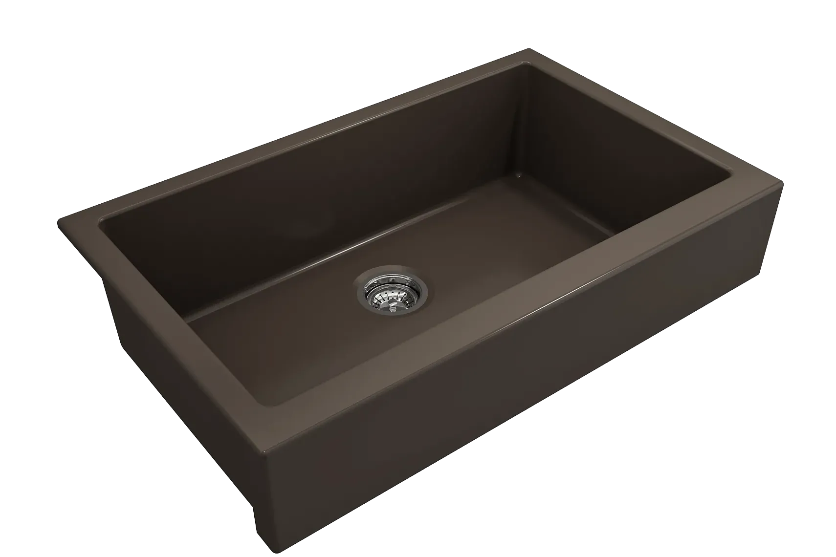 BOCCHI Nuova 34" Fireclay Retrofit Farmhouse Sink with Accessories, Matte Brown, 1551-025-0120