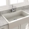 BOCCHI Nuova 34" Fireclay Retrofit Drop-In Farmhouse Sink with Accessories, Biscuit, 1500-014-0127