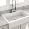 BOCCHI Nuova 34" Fireclay Retrofit Drop-In Farmhouse Sink with Accessories, White, 1500-001-0127
