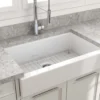 BOCCHI Nuova 34" Fireclay Retrofit Farmhouse Sink with Accessories, White, 1551-001-0120