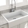 BOCCHI Nuova 34" Fireclay Retrofit Drop-In Farmhouse Sink with Accessories, Matte White, 1500-002-0127