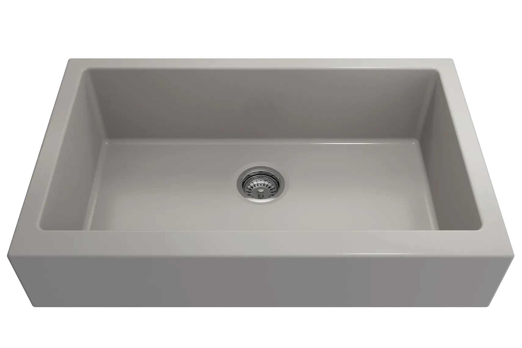 BOCCHI Nuova 34" Fireclay Retrofit Farmhouse Sink with Accessories, Matte Gray, 1551-006-0120