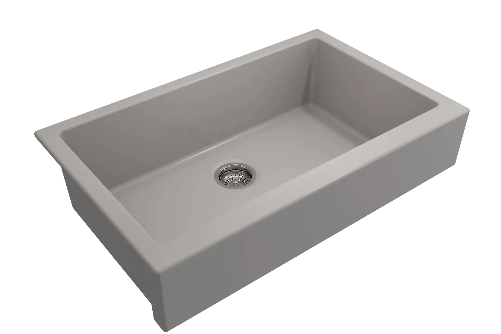 BOCCHI Nuova 34" Fireclay Retrofit Farmhouse Sink with Accessories, Matte Gray, 1551-006-0120
