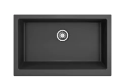 BOCCHI Nuova 34" Fireclay Retrofit Farmhouse Sink with Accessories, Matte Dark Gray, 1551-020-0120