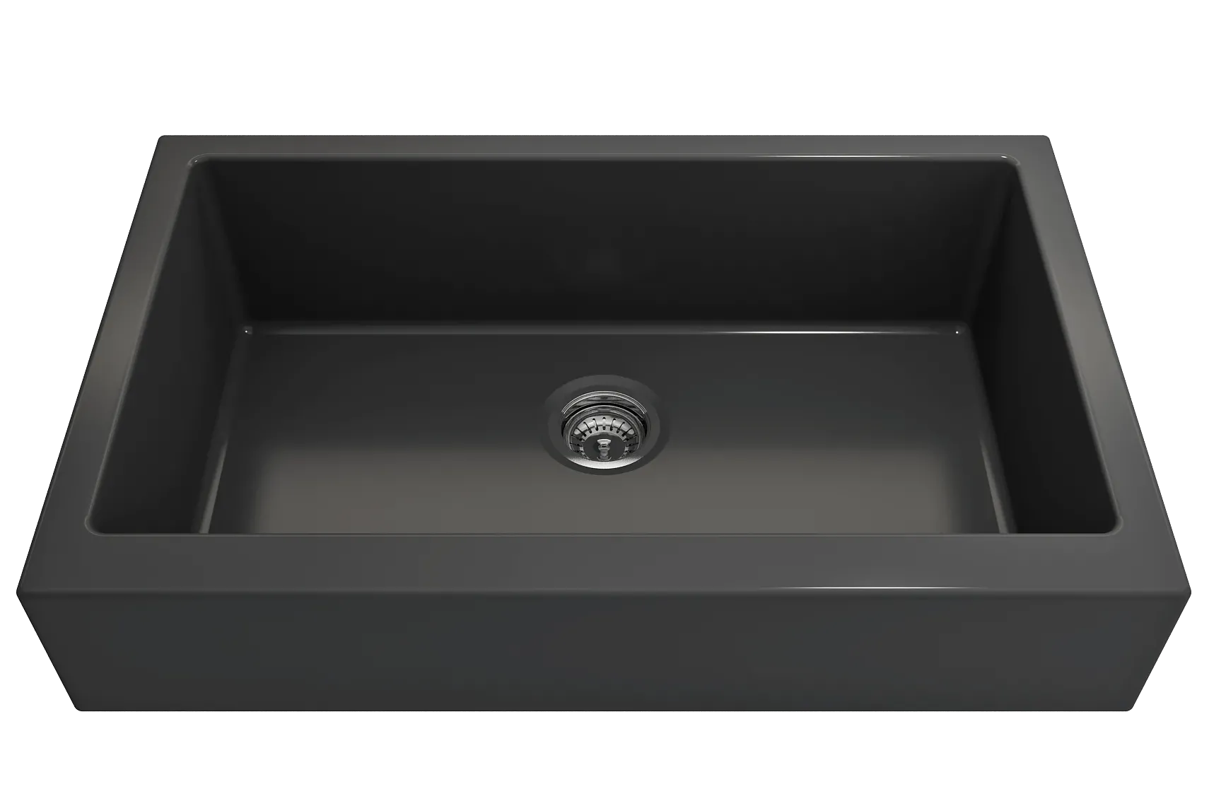 BOCCHI Nuova 34" Fireclay Retrofit Farmhouse Sink with Accessories, Matte Dark Gray, 1551-020-0120
